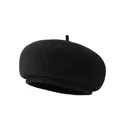 Classic black wool beret hat with a round silhouette and textured finish for women - M (56-58cm) / Black