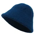 Cappello a secchiello in lana d'agnello blu scuro da donna con calda trama invernale - M (56-58cm) / Blu scuro