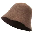 Sombrero de pescador de lana tejida marrón para mujer para otoño e invierno - M / Champaña