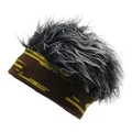 Gray hip-hop beanie with wig hair, knitted headband style for sports and parties - M / Brown