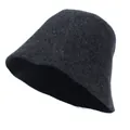 Elegante sombrero cloche de lana negra para mujer con diseño minimalista de invierno cortavientos - M / gris oscuro