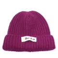 Berretto in maglia magenta con toppa logo LibreJeu colorata e risvolto spesso - Rosa Rosso