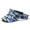 Detail view of camouflage sun visor with reinforced stitching and adjustable strap - M(56-58cm) / Blue Camouflage