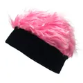 Gorro creativo de piel sintética rosa con banda negra para fiestas de invierno y cosplay - Negro Y Rosa