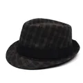 Βρετανικό καρό καπέλο Fedora με μπλε-καφέ σχέδιο και μαύρη διακοσμητική κορδέλα - Ένα μέγεθος / Καφέ