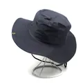 Navy blue wide brim outdoor sun hat with adjustable wind strap for fishing and hiking - One Size / Gray