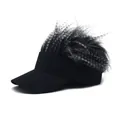 Hip hop baseball cap with grey and black wig hair piece for men for party and golf fun - Adjustable / Black