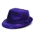 Λαμπερό μοβ καπέλο Fedora με πούλιες για σκηνικές παραστάσεις και πάρτι - Ένα μέγεθος / Μωβ