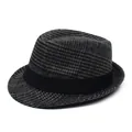 Klassischer Herren-Fedora-Hut mit Karomuster, schwarzem Band und strukturierter Oberfläche - Einheitsgröße / Grau
