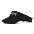 Outdoor black sun visor hat with white New York embroidery in breathable cotton twill - One Size / Black