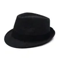 Κλασικό σκούρο γκρι ανδρικό καπέλο fedora με σχέδιο ψαροκόκαλο και πορτοκαλί ρίγες - Ένα μέγεθος / Μαύρο