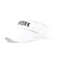 White sun visor hat with black NYORK embroidery and breathable open top design - One Size / White