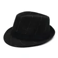Ανδρικό καπέλο fedora σε σκούρο καφέ με σχέδιο ψαροκόκαλο και ροζ ρίγες με κορδέλα - Ένα μέγεθος / Καφέ