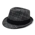 Klassischer Herren-Trilby-Hut mit strukturiertem Karomuster und schwarzem Zierband - Einheitsgröße / Schwarz