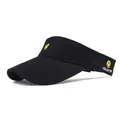 Adjustable black sun visor hat with yellow smiley face embroidery and You Matter text - One Size / Black