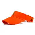 Detail view of bright orange sun visor with smiley embroidery and You Matter text - One Size / Orange