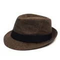 Αναπνεύσιμο καφέ καλοκαιρινό καπέλο fedora με κλασική μαύρη κορδέλα για έξω - Ένα μέγεθος / Καφέ