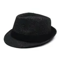 Chapeau fedora classique en tweed pour hommes avec ruban gros-grain noir sur fond blanc - Taille unique / Noir
