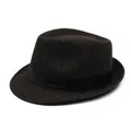 Chapeau Fedora classique à rayures marron foncé avec ruban noir pour hommes et femmes - Taille unique / Marron