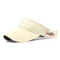 Fashionable beige cotton sun visor hat for men and women with ANJIHAI side label - One Size / Beige