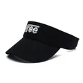 Fashionable black cotton sun visor hat with Free letter embroidery for summer outdoor use - Black