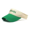 Contrast color cotton sun visor hat with green Nebraska embroidery and curved brim - Green