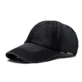 Berretto da baseball classico in denim nero lavato con cinturino regolabile in cotone - M (56-58cm) / Nero