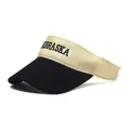 Contrast color cotton sun visor hat with Nebraska letter embroidery and curved brim - Black