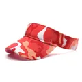Red camo sun visor hat for sports featuring a breathable open top and wide curved brim - One Size / Red Camouflage