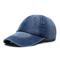 Berretto da baseball classico in denim blu lavato con visiera curva e sei pannelli - M (56-58cm) / Blu Medio