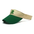 Detail of cotton sun visor with green brim and 3D embroidered letter R logo - One Size / Green Contrast