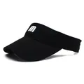 Black cotton sun visor with letter M embroidery and adjustable strap for sports - One Size / Black