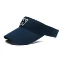 Classic dark blue sun visor hat with white embroidered letter W for outdoor sun protection - Navy Blue