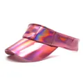 Visera de PU rosa holográfico con acabado metálico reflectante para moda de verano - Rosa