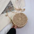 Handgemaakte ronde strozak met gouden metalen kettingriem in een natuurlijke houtkleur - Stijl 3 (Rond met gouden metalen ketting)