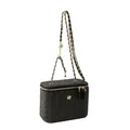 Sac boîte tissé noir à la mode avec camélia doré et bandoulière chaîne - L / Noir