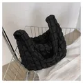 Black quilted puffer shoulder bag with cloud texture and puffy crossbody design - Large / Black