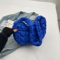 Royal blue quilted bubble cloud handbag with puffy texture and thick handle - No Pendant / Blue