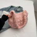 Pink quilted cloud handbag made of nylon with soft puffy texture for women - No Pendant / Light Pink