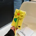 Sac de téléphone tressé jaune fait main avec tournesol et bandoulière longue - Jaune