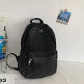 Retro black washed denim backpack with silver zipper and large capacity main pocket - Black