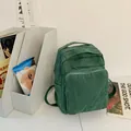Minimalistische donkergroene gewassen canvas rugzak met voorvak en zijzakken - Groen