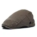 Klassische Vintage Schiebermütze aus gewaschener Baumwolle für Herren in Dunkelbraun - M (56-58cm) / Grün