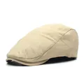 Klassische beige Schiebermütze für Herren im minimalistischen Vintage-Beret-Stil aus Baumwolle - M (56-58cm) / Beige