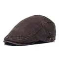 Klassische braune Schirmmütze aus gewaschener Baumwolle für Herren mit verstellbarer Schnalle - M (56-58cm) / Braun