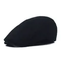 Classic black corduroy ivy cap for men with retro texture and structured brim profile - M / Black