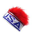 Knitted sports headband with red wig and USA letter embroidery for parties and events - Red