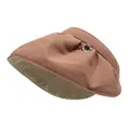 Women's foldable wide brim shell sun hat in caramel and beige with metal ring detail - One Size / Caramel color
