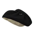 Wide brim sun hat with metallic buckle detail and beige lining for outdoor sun protection - One Size / Black