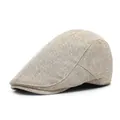 Classico berretto beige da donna in misto lino traspirante con design retrò vintage - M / Beige